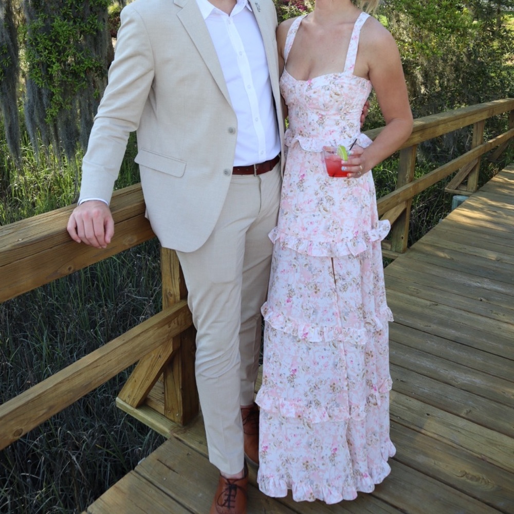 Pink and White Floral Maxi Dress